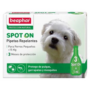 Pipetas Repelentes Para Perros Pequeños - Anti Pulgas, Garrapatas Y Mosquitos - 3 Pipetas De 1 Ml - Ref. Bea10614