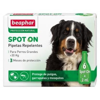 Pipetas Repelentes Para Perros Grandes (+30 Kg) Anti Pulgas, Garrapatas Y Mosquitos - 6 Pipetas De 2 Ml - Ref. Bea10616