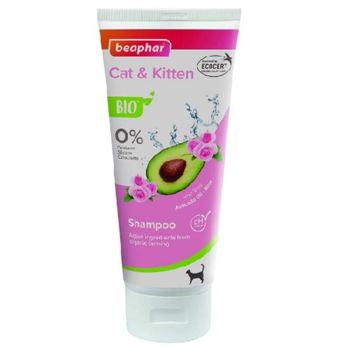 Beaphar Champú Bio Gato Y Gatitos, 0% Parabenos, Siliconas, Colorantes, Alcohol, Bote 200 Ml