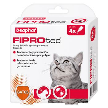 Pipetas Antiparasitarias Beaphar Fiprotec Spot On Gato - 4 Pipetas