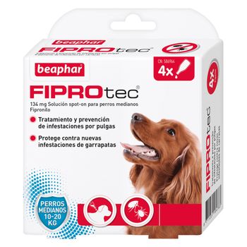 Pipetas Antiparasitarias Beaphar Fiprotec Spot On Perros Medianos (10-20 Kg) - 4 Pipetas