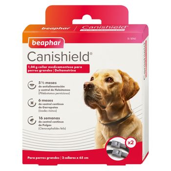 Collares Antiparasitarios Canishield Para Perros Razas Grandes - Deltametrina De Triple Protección Flebotomos, Garrapatas Y Pulgas - Pack 2 Collares 65 Cm