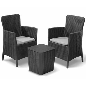 Set De Muebles De Balcón Miami 5 Piezas Color Grafito 223815 Allibert