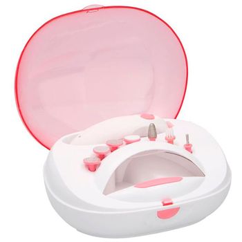 Set De Manicura Y Pedicura Grundig 7 Cabezales+lámpara De Secado Blanco/rosa