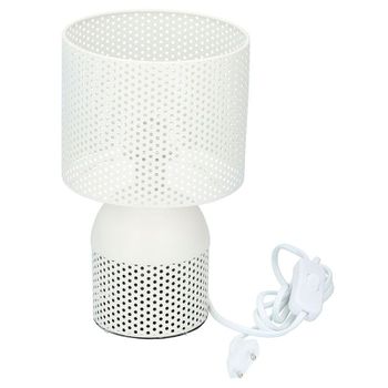 Lámpara De Mesa Grundig Pantalla Perforada E27 40w 200lm Blanco Ø15x25 Cm