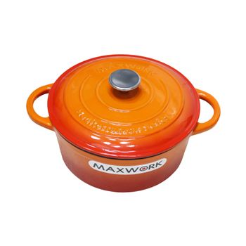 Cocotte Para Sopa Olla Hierro Fundido Esmantada Maxwork 22x9.5cm - Naranja