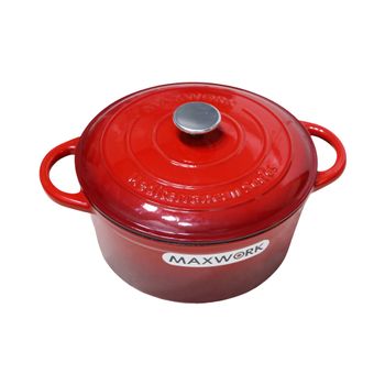 Cocotte Para Sopa Olla Hierro Fundido Esmantada Maxwork 24x11cm - Rojo