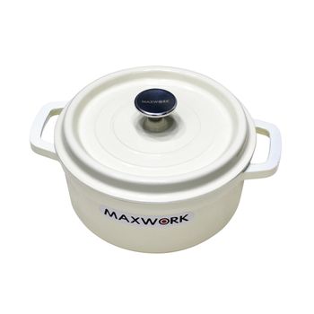 Cocotte Olla De Hierro Fundido Esmaltada Maxwork 24x10cm 3.8l - Blanco