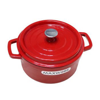 Cocotte Olla De Hierro Fundido Esmaltada Maxwork 26x12cm 5.1l - Rojo Granate