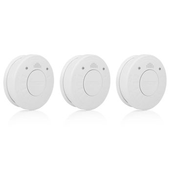 Set De 3 Detectores De Humo Blanco 10x10x3,3 Cm Smartwares