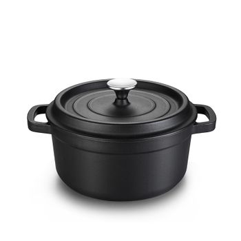 Olla Esmaltada De Hierro Fundido Con Tapa Plana Cacerola Antiadherente Apto Para Gas Maxwork 20cm Negro