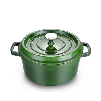 Olla Esmaltada De Hierro Fundido Con Tapa Plana Cacerola Antiadherente Apto Para Gas Maxwork 26cm Verde