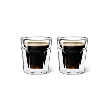 Juego 2 Vasos De Cristal Doble Pared Para Café Espresso