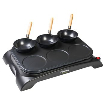 Juego De Wok Y Crepera Para 6 Personas Aws600 Negro 1000 W Bestron