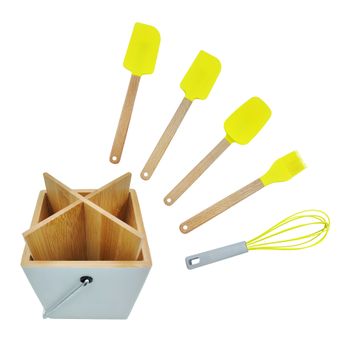 Set 5+1 Utensilios De Cocina De Silicona Para Pastel Maxwork - Amarillo