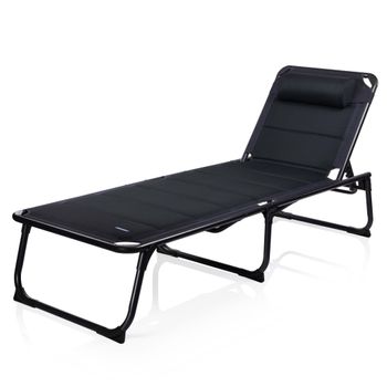 Outsunny Tumbona Plegable de Jardín con Respaldo Ajustable en 7 Posiciones  Almohada y Cojín Acolchado para Terraza Piscina Exterior Carga Máx. 165 kg  137x63,5x100,5 cm Gris