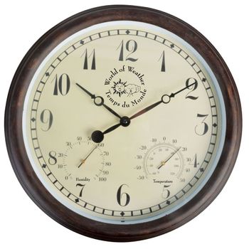 Reloj Con Termo Higrómetro 30,5 Cm Tf008 Esschert Design