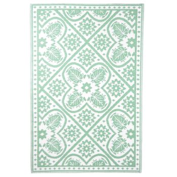 Alfombra De Exterior Azulejos Verde Blanco 182x122 Cm Esschert Design