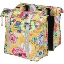 Basil Alforjas Bloom Field 35l Impermeable Poliester Amarillo Flores Con Reflectantes (30x15x33 Cm)