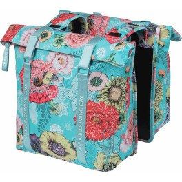 Basil Alforjas Bloom Field 35l Impermeable Poliester Azul Flores Con Reflectantes (30x15x33 Cm)