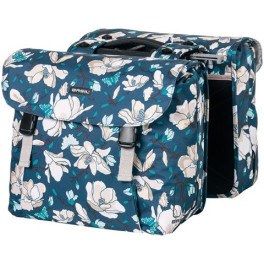 Basil Alforjas Bloom Field Mik 28-35l Impermeable Poliester Azul/flores C/reflectantes (30x15x33 Cm)