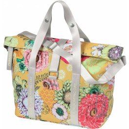 Basil Bolsa Bloom Field Klickfix 11l Impermeable Poliester Amarillo Flores C/reflect. (29x15x26 Cm)