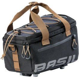 Basil Bolsa Miles Xl Pro Mik 9-36l Impermeable Poliester Negro/beige Con Reflectantes (31x23x22.5cm)