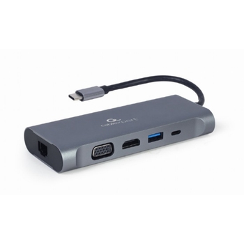 Adaptador Multip Gembird Usbc 7en1 Hub3.0,hdmi,vga,pd,lector Tarjetas,audiogris