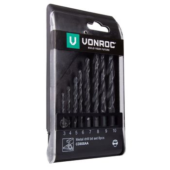 Vonroc Brocas Para Metal - 8 Piezas, Universal - 3 A 10 Mm