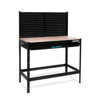 Vonroc Banco De Trabajo / Mesa De Trabajo - Tablero De Clavijas De Acero Y Cajón - Capacidad 130kg - Incl. 15 Ganchos