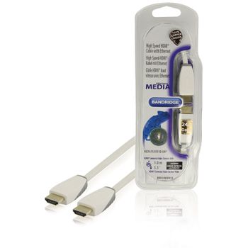 Bandridge Cable Hdmi Con Ethernet, Color Blanco, Tamaño De 1 Metro, Conectores Bañados En Oro De 24k