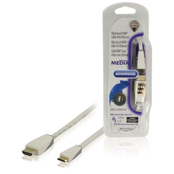 Bandridge Cable Hdmi Macho - Mini Hdmi Macho Con Ethernet, Tamaño 100 Cm, Chapado En Oro De 24k