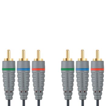 Bandridge Cable De Vídeo Rca Macho - Macho De 2 Metros, Color Azul, Chapado En Oro De 24k