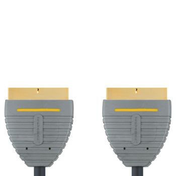 Bandridge Cable De 2 Metros De Audio Vídeo Scart Macho - Macho, Contactos Chapados En Oro De 24k, Fácil Enganche