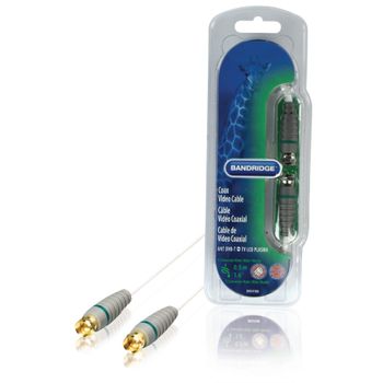 Outlet Bandridge Cable De Satélite De 50 Cm, Tipo F Macho - Macho, Color Blanco, Fácil Enganche