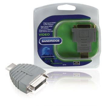 Bandridge Adaptador Hdmi A Macho - Dvi-d 24+1pin Hembra, Color Gris, Chapado De Níquel, Admite 1080p Full Hd