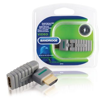 Bandridge Adaptador Rotatorio Hdmi A Macho - A Hembra De Alta Velocidad Con Ethernet, Color Gris, Imagen 3d Y 4k Nítida