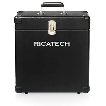 Maleta Discos Vinilo, Almacenar Hasta 30lps Singles, Portátil, Cierre Metálico, Asa Ergonómica Negro  Ricatech Rc0042n