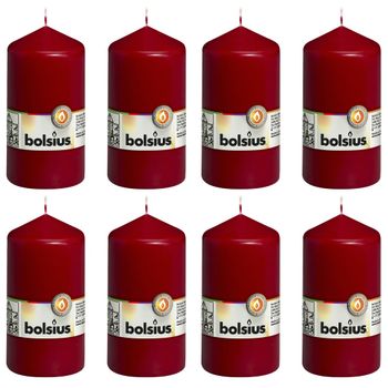 Velas 8 Unidades Rojo Vino Tinto 130x68 Mm Bolsius