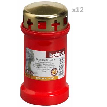 Velas Conmemorativas Con Tapa No 3 12 Uds Rojo Bolsius