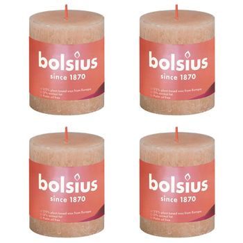 Velas Rústicas Shine 4 Unidades Rosa Brumoso 80x68 Mm Bolsius