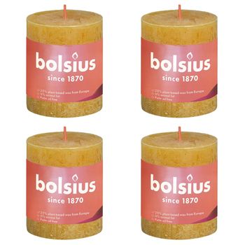 Velas Rústicas Shine 4 Uds Color Amarillo Colmena 80x68 Mm Bolsius