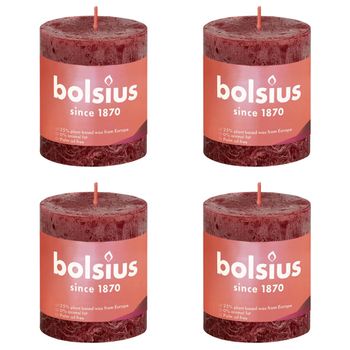 Velas Rústicas Shine 4 Unidades Rojo Terciopelo 80x68 Mm Bolsius