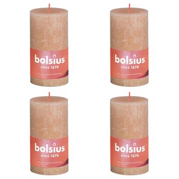 Velas Rústicas Shine 4 Unidades Rosa Brumoso 130x68 Mm Bolsius