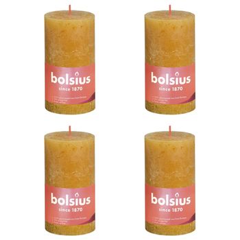 Velas Rústicas Shine 4 Uds Color Amarillo Colmena 130x68 Mm Bolsius