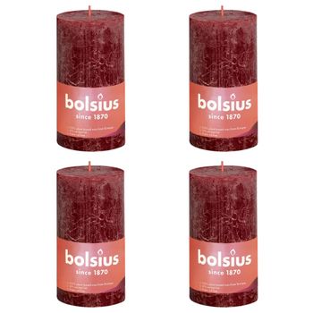 Velas Rústicas Shine 4 Unidades Rojo Terciopelo 130x68 Mm Bolsius