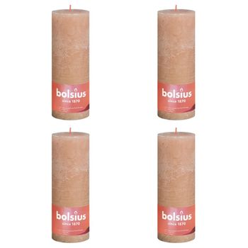 Velas Rústicas Shine 4 Unidades Rosa Brumoso 190x68 Mm Bolsius