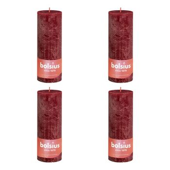 Velas Rústicas Shine 4 Unidades Rojo Terciopelo 190x68 Mm Bolsius