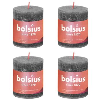 Velas Rústicas Shine 4 Unidades Gris Tempestuoso 80x68 Mm Bolsius