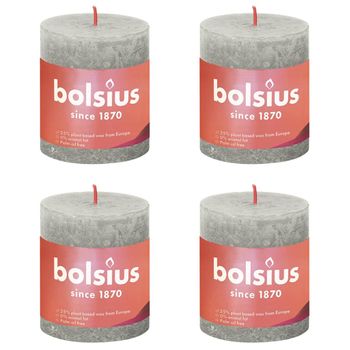 Velas Rústicas Shine 4 Unidades Gris Arena 80x68 Mm Bolsius